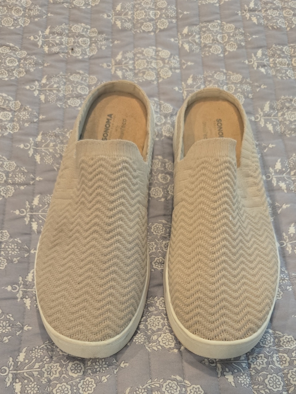 Sonoma Beige Slip-On Knit Mules with White Sole